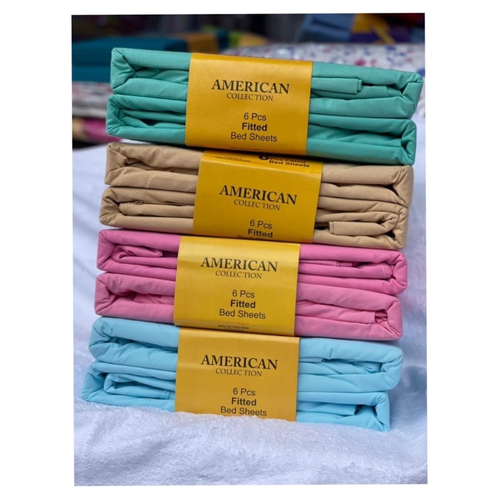 Plain 5x6/ 6x6 Fiffed Bed sheets - 2 Bedsheets 4 pillowcases with heavy cotton