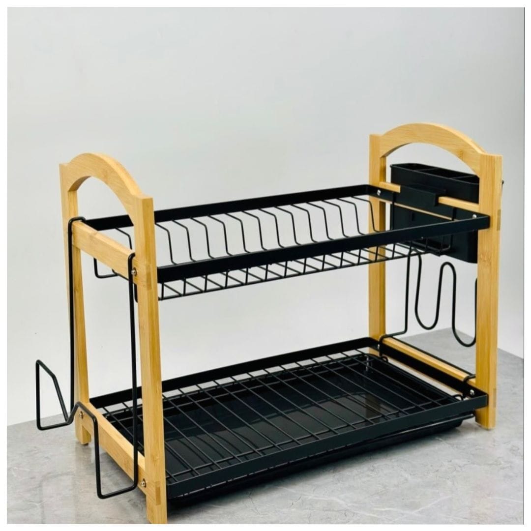 2 layer Classic Bamboo wooden dish rack