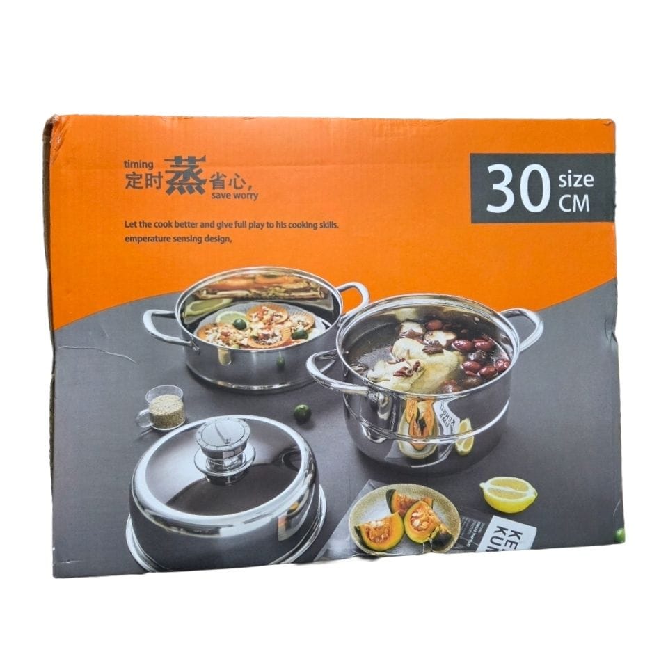 3 Layer food steamer - stainless steel (30cm)