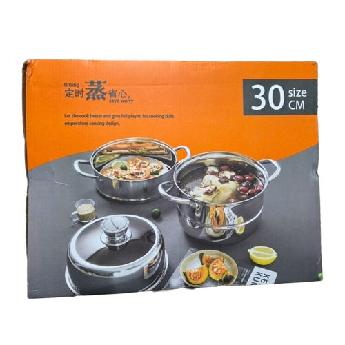 3 Layer food steamer - stainless steel (30cm)