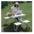 4-Person Fold-Up Travel Picnic Table – Portable Outdoor Table with Seats & Umbrella Hole