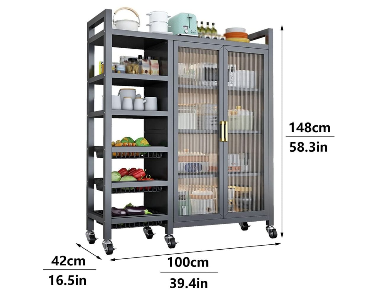 6 layer Classic kitchen organizer with storage cabinets