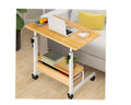 Adjustable Laptop Desk with 2 Shelves with Wheels - Brown