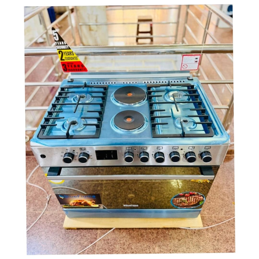 Blueflame 90x60cm home and commercial cooker - 4 gas burners  +2 electric plates