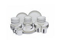 24-Piece ceramic Dinner set - White with black trim