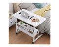 Adjustable Laptop desks with 2 shelves and wheels | White