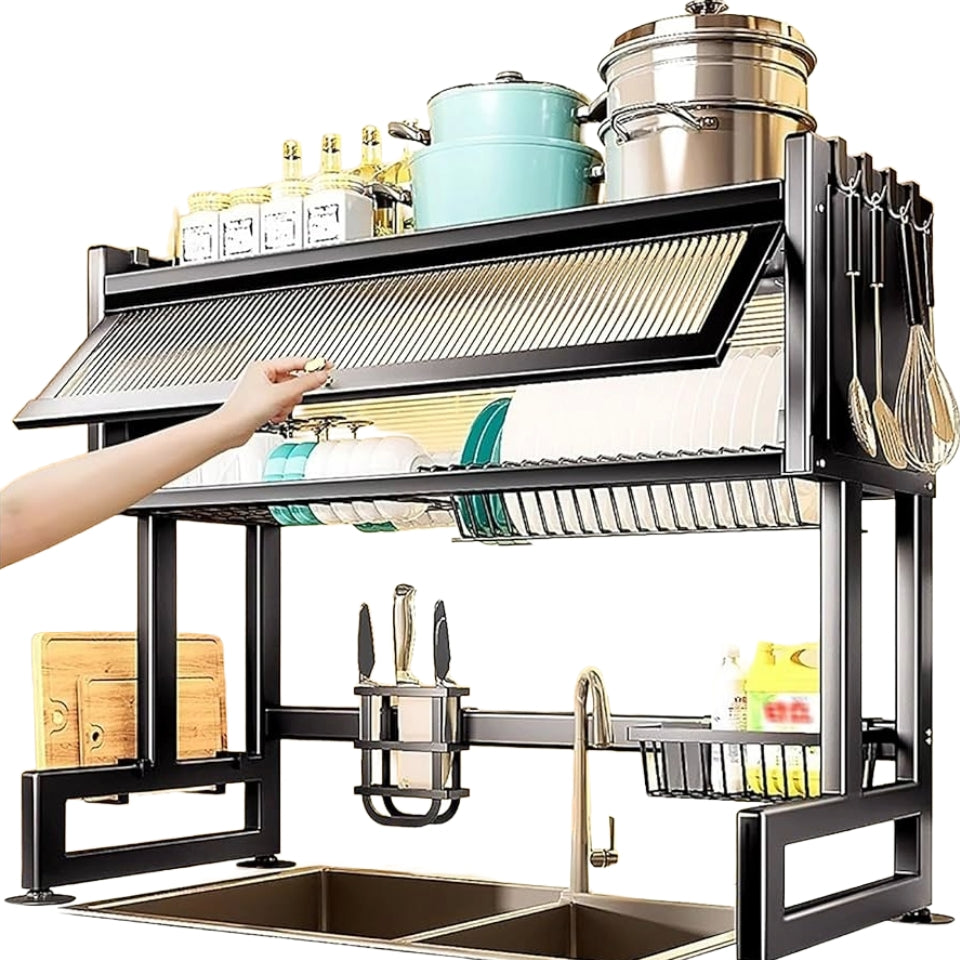 Stainless steel over the sink drying rack