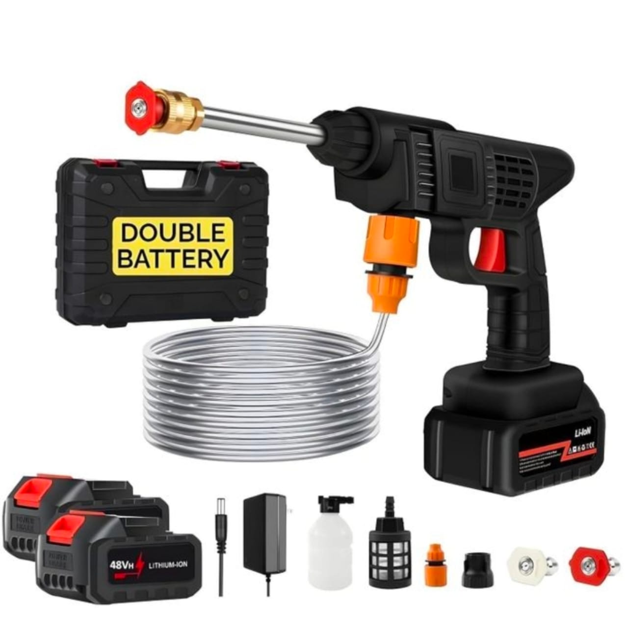 Portable car washer with 2 batteries