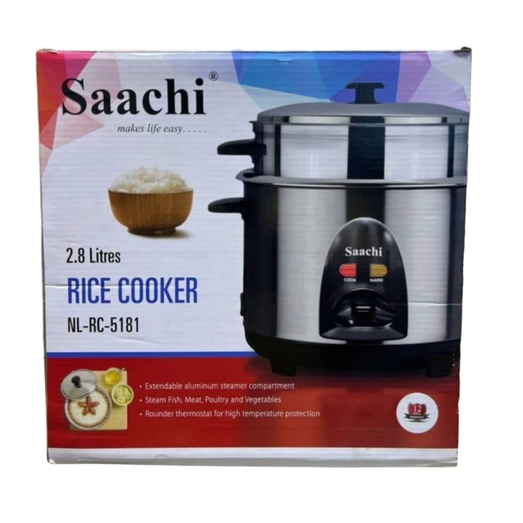 Saachi 2.8L electric rice cooker with steaming basket