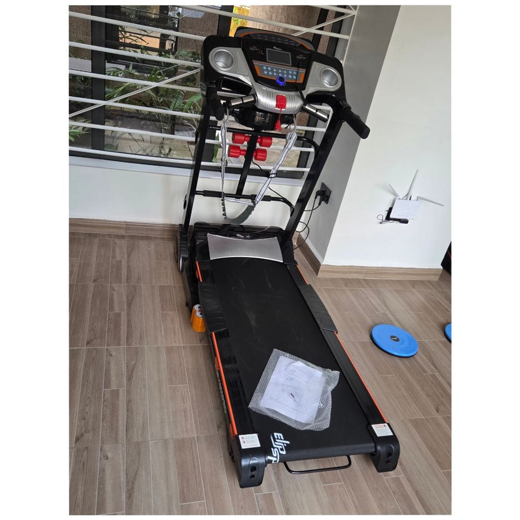 Home and commercial treadmill with speakers, USB port, Dumbells, massage belt, Body twister