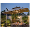 Adjustable Umbrella (cavas material) with stand, Base and solar lights