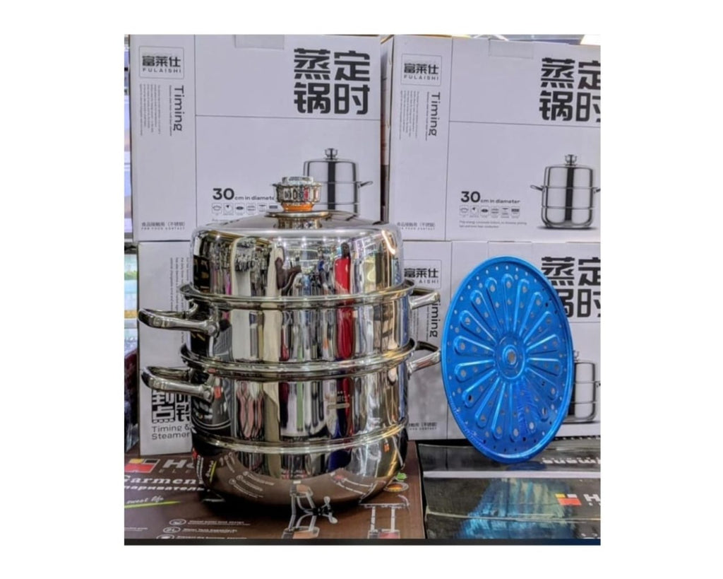 3 Layer food steamer - stainless steel (30cm)