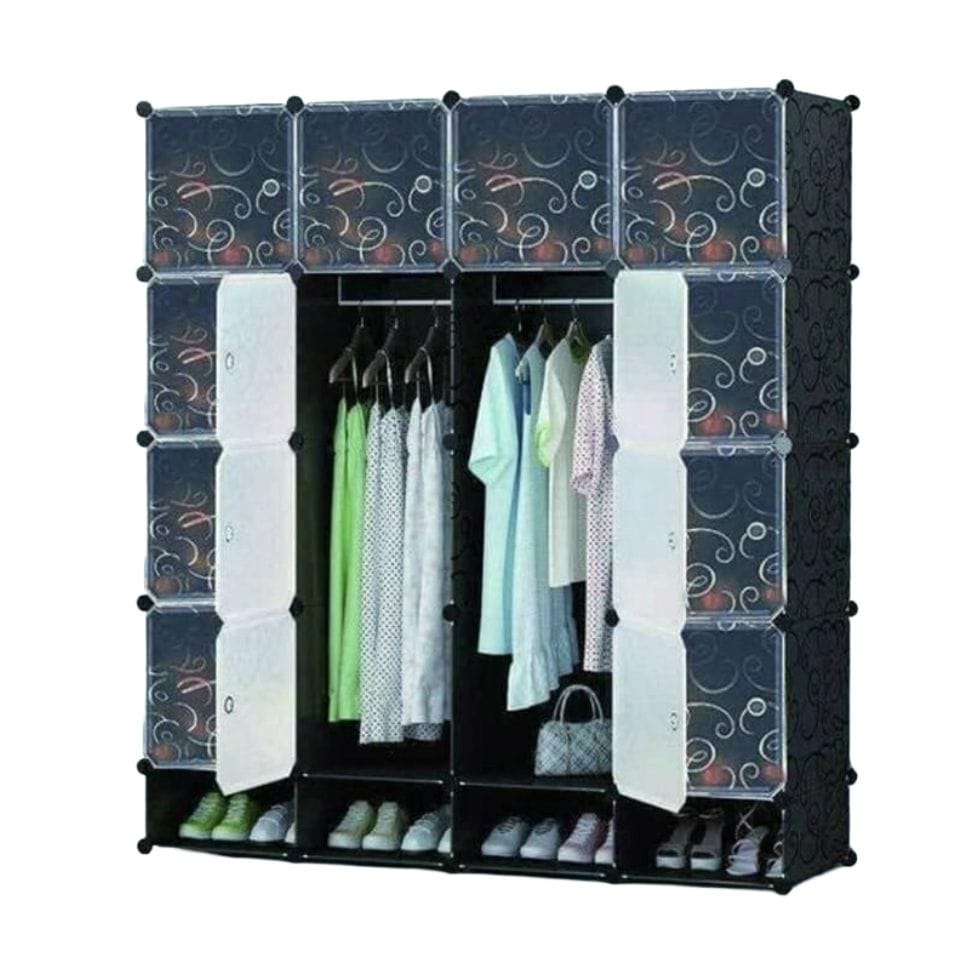 4 Column Plastic Wardrobe with Shoe Rack