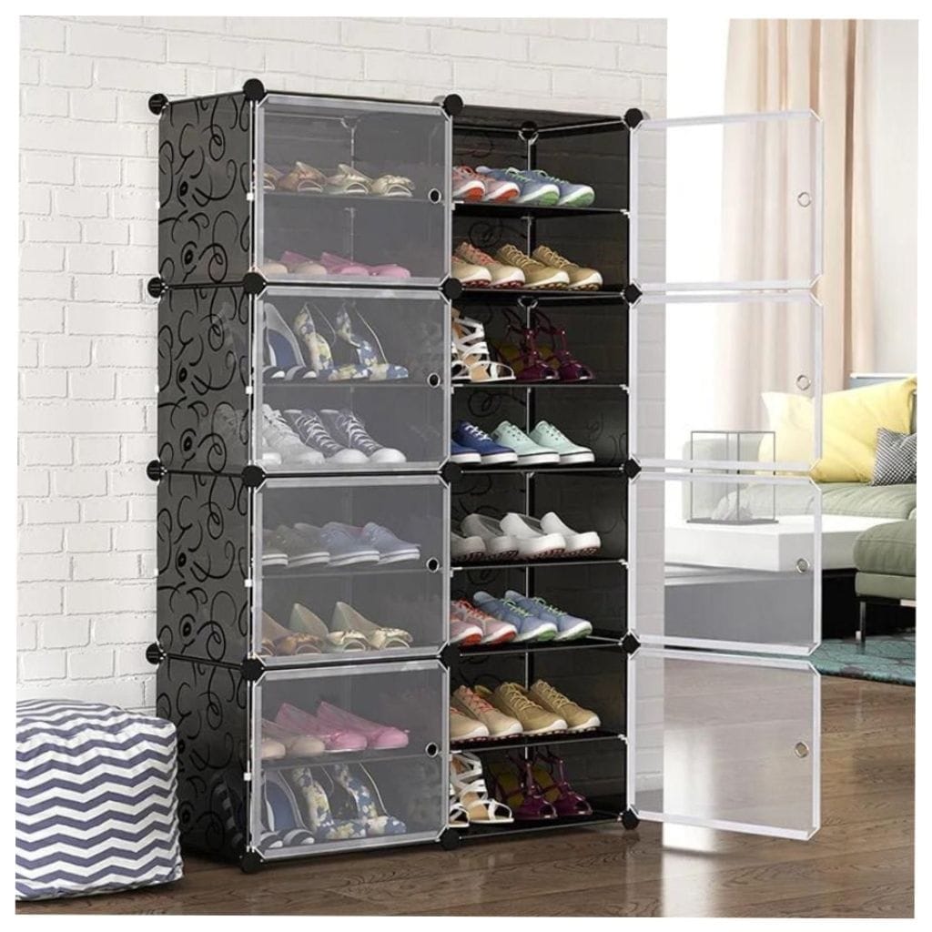 Classic 2 Column plastic shoe rack -Accomdates 32 pairs