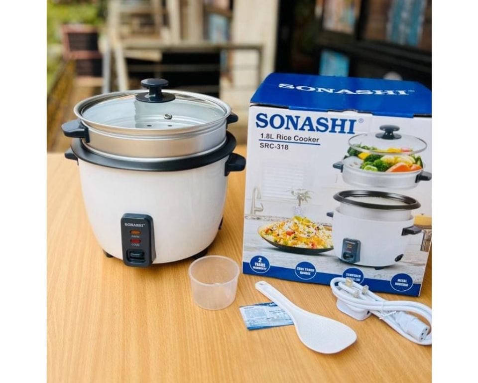 Sonashi 1.8L rice cooker with food steamer