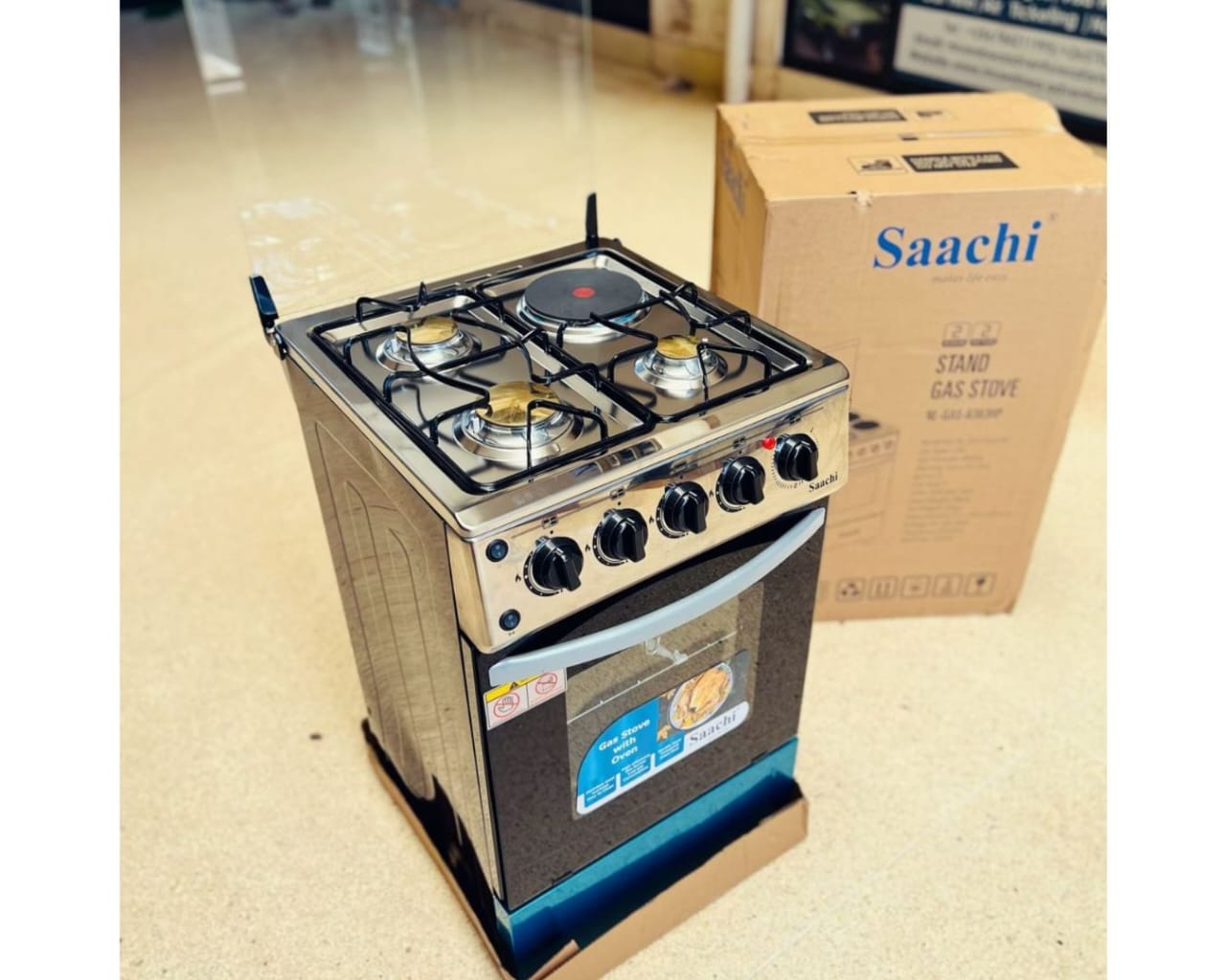 Saachi stand cooker - 3 gas burners + 1 electric plate and gas